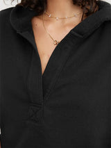 Women's Relaxed V-Neck Cropped Hoodie