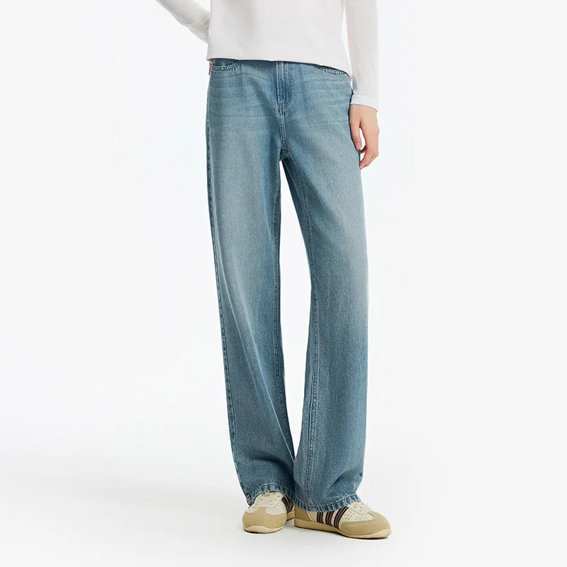 Women's Soft Denim Mid-Rise Wide-Leg Jeans