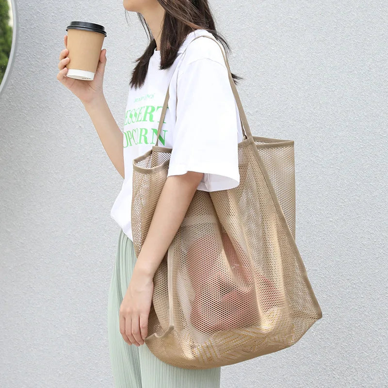 Women's Mesh Tote Bag for Beach & Shopping