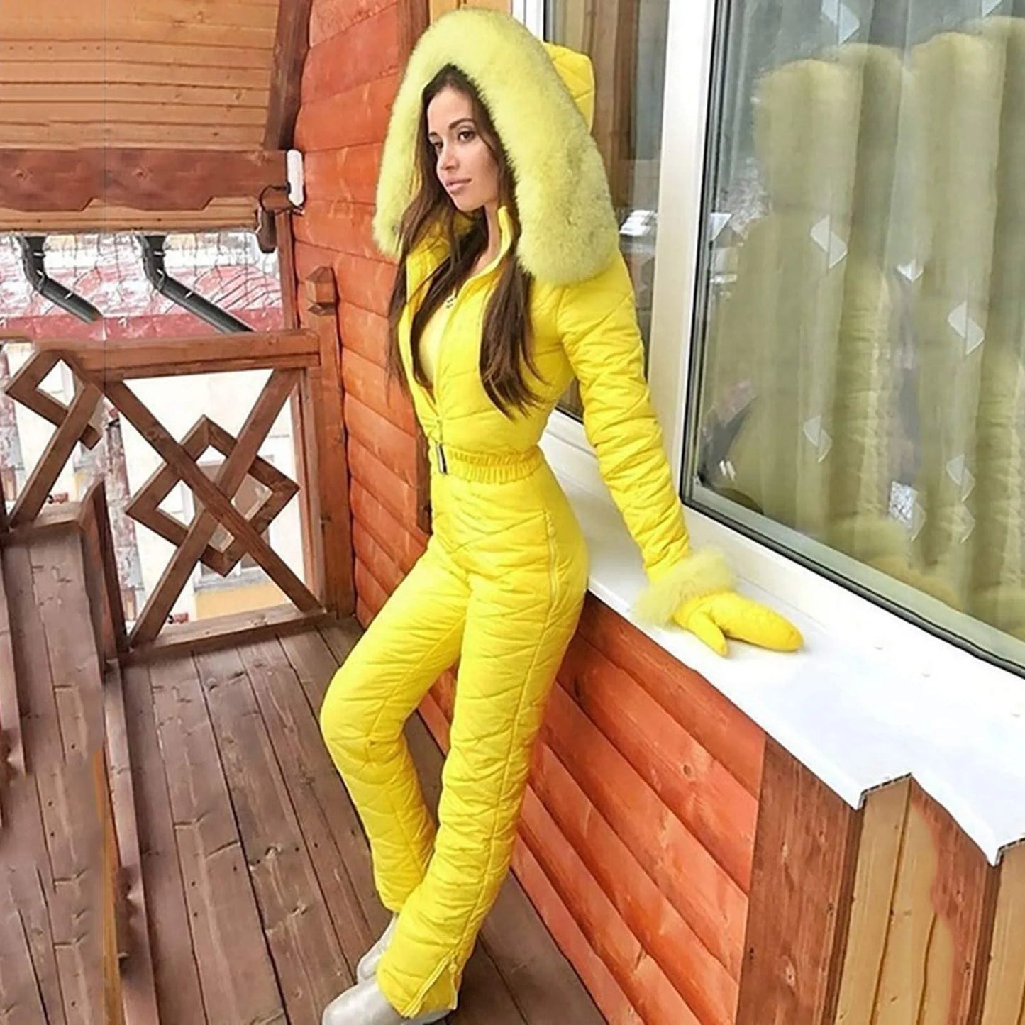 Waterproof One-Piece Ski Suit – Insulated Winter Hooded Jumpsuit