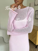 Elegant O-Neck Knit Maxi Dress