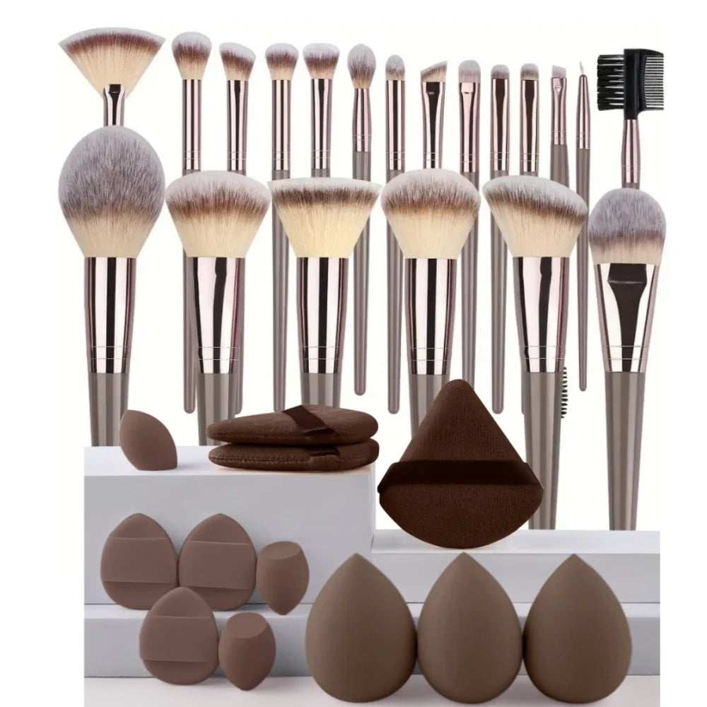 Professional 3-20pc USA-Made Makeup Brush Set - Goat & Synthetic Hair