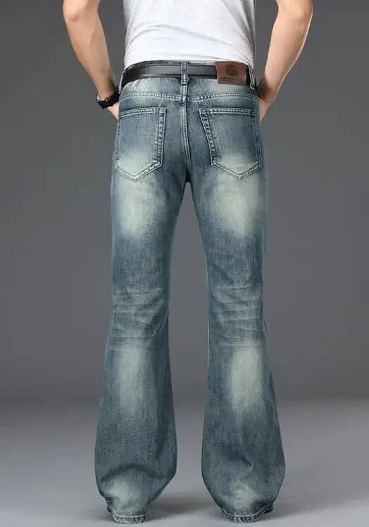 Men's Flared Jeans with Mid-Rise Waist