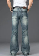 Men's Flared Jeans with Mid-Rise Waist