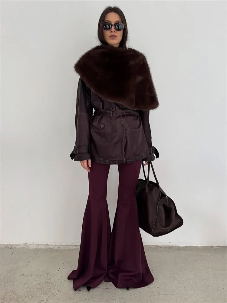 Elegant Fur & Feather 2-Piece Maxi Set