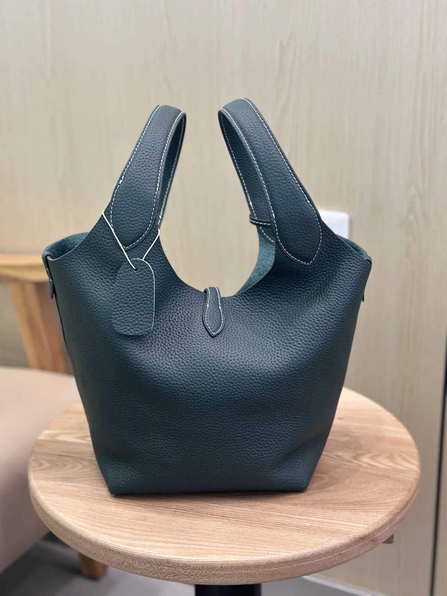 FIRMRANCH European And American Trend Cute Hand-Held Basket Ladies' Bucket Single Shoulder Cross-Body Bag Genuine Leather Purse