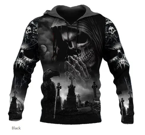 Men’s 3D Skull Print Pullover Hoodie