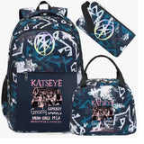 Hot Katseye Funny Print Backpacks WIth Lunch Bags Multi-pocket Camouflage Teens Travel Laptop Backpack Women School Bag Mochila