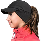 Women's Fleece Ponytail Hat with Ear Warmers & Reflective Cap