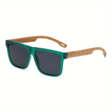 Square Wood-Grain Sunglasses – UV400 & Spring Hinges