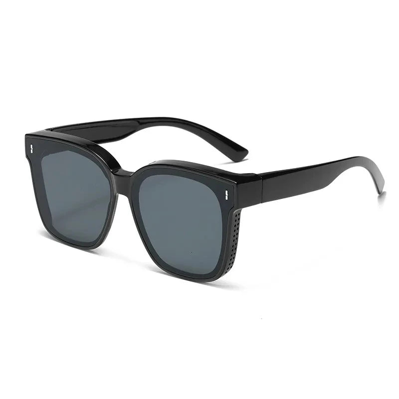 Polarized Clip-On Sunglasses for Glasses Wearers, Fashion Square Over Glasses Myopia Sunglasses, UV400 Protection for Driving, Fishing & Outdoor Use