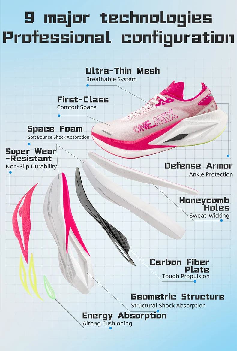 ONEMIX Professional Marathon Racing Running Training Shoes Men Full-length Shock Absorption Sports Carbon Plate Walking Sneakers