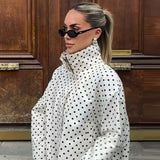 HXAO Polka Dot Bomber Jacket – Women's Zip-Up Coat