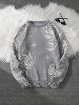 Men's Abstract Star Knit Crew Neck Sweater