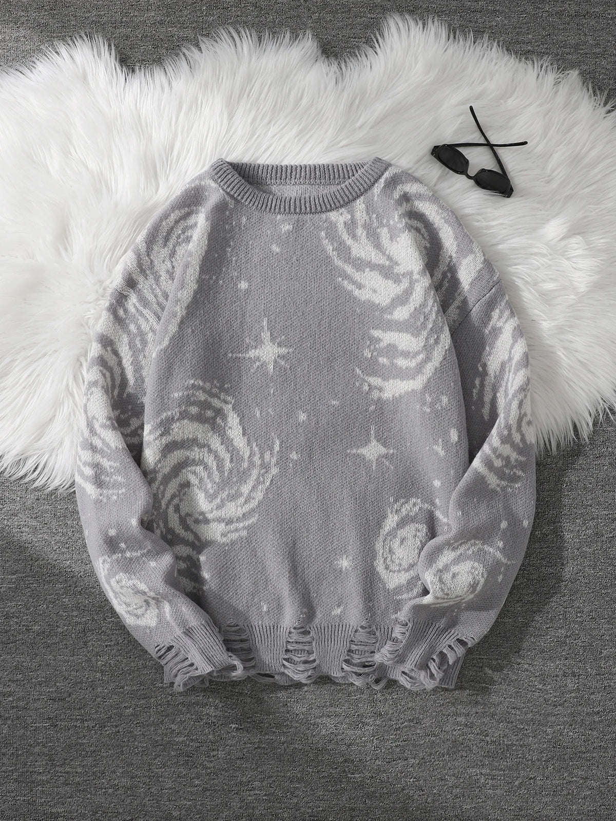 Men's Abstract Star Knit Crew Neck Sweater