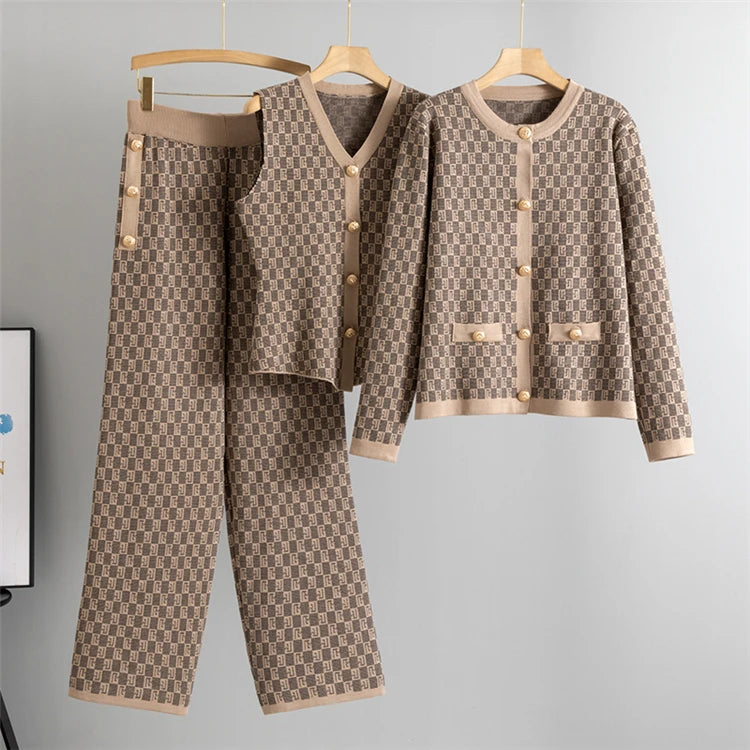 Elegant 3-Piece Geometric Knit Set – USA Made Quality