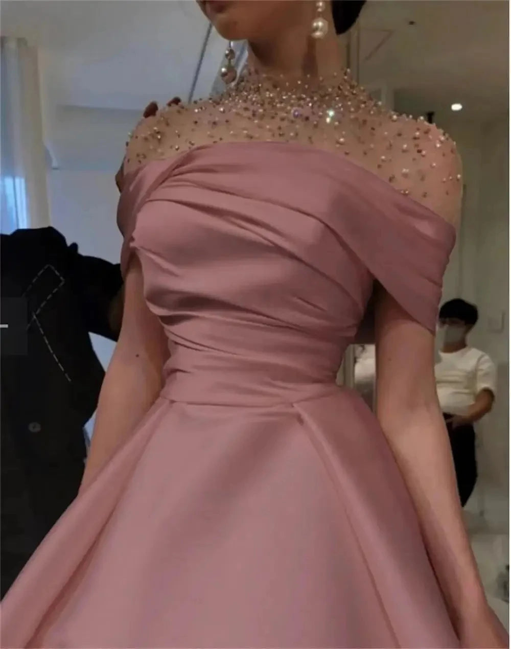 Elegant Satin A-Line Floor-Length Formal Gown