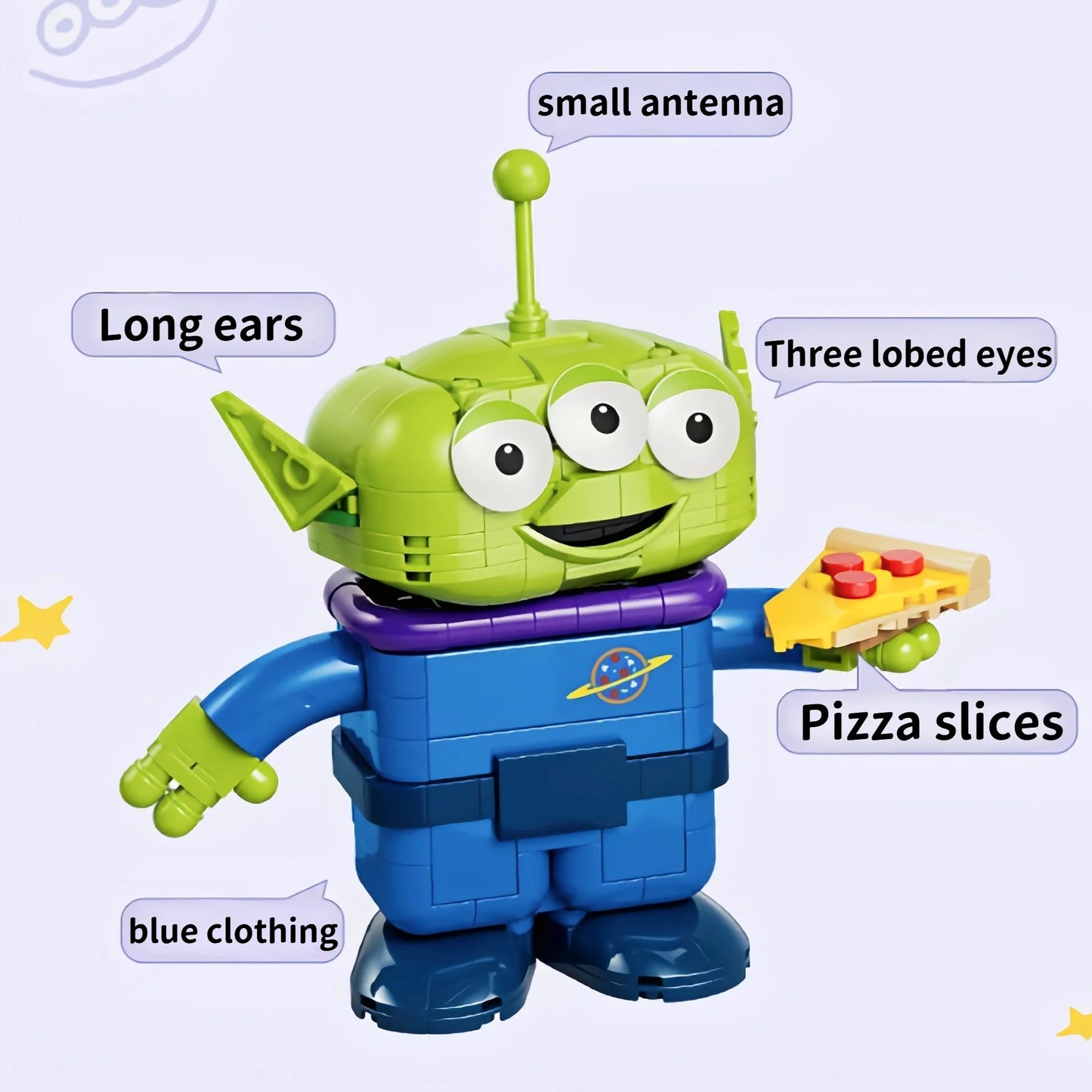 2026 New 570pcs Classic Movie Alien With Pizza Planet Rocket Ride 43307 Three Eyed Alien Building Block Model Toy Ornament Gifts