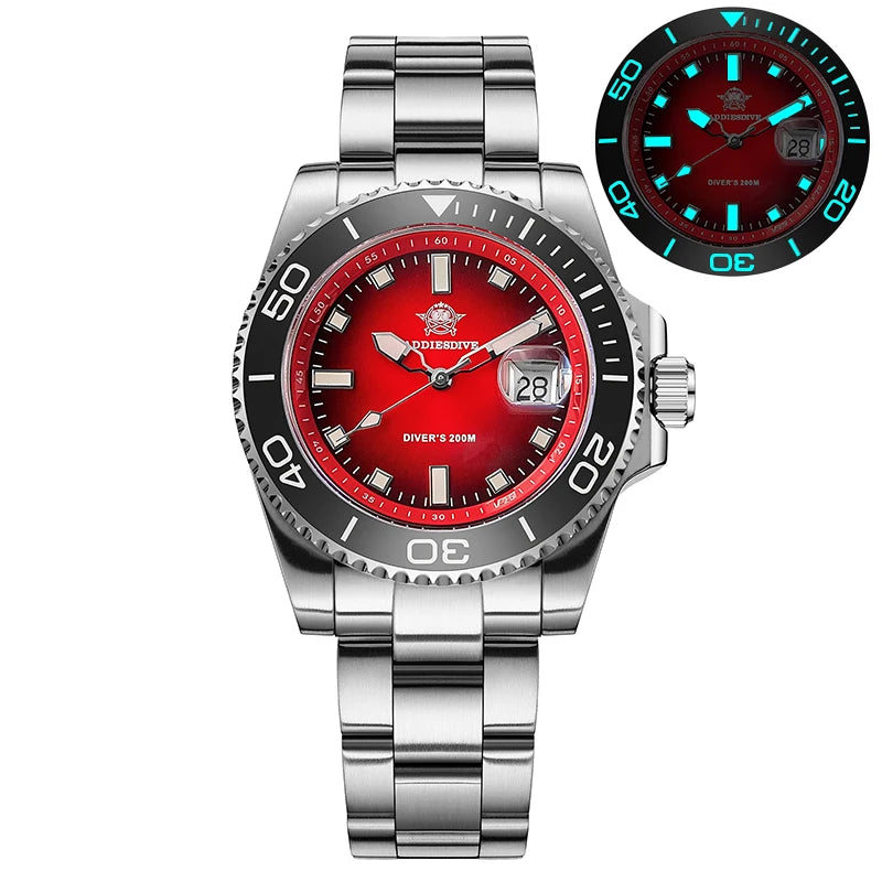 ADDIESDIVE Luxury Men Watch New Diving Ceramic Bezel 41mm Quartz Wristwatch 200m Waterproof Stainless Steel Luminous Dive Watch