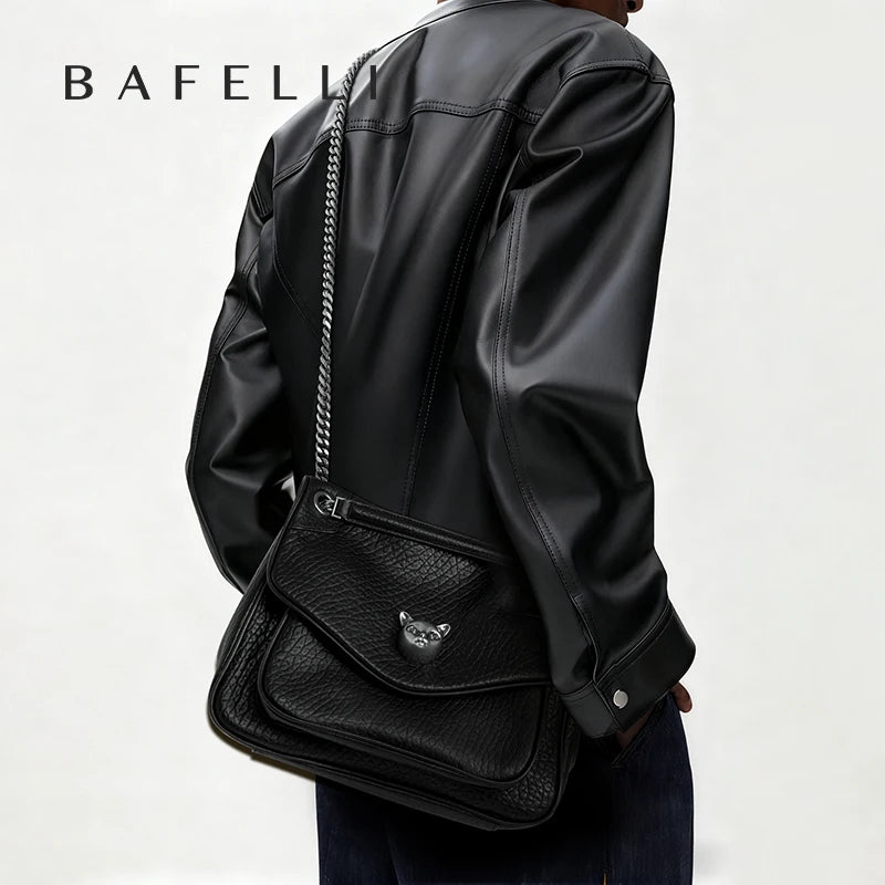 BAFELLI Genuine Leather Chain Bag – Chic Crossbody Tote