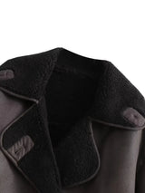 Women’s Oversized Faux Leather Bomber Jacket