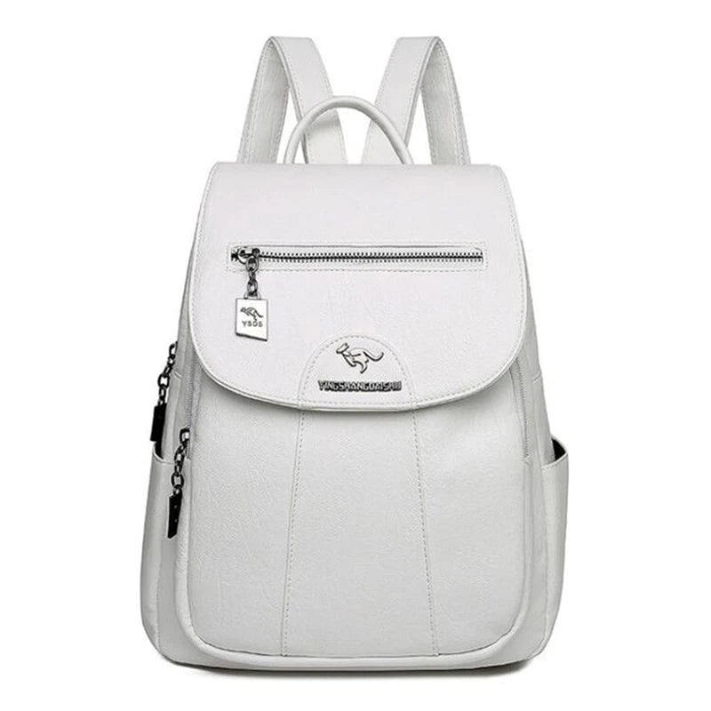Women's Leather Backpack with Organizer Pockets