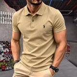 Men's 100% Cotton Polo Shirt — Embroidered Short Sleeve Golf Top