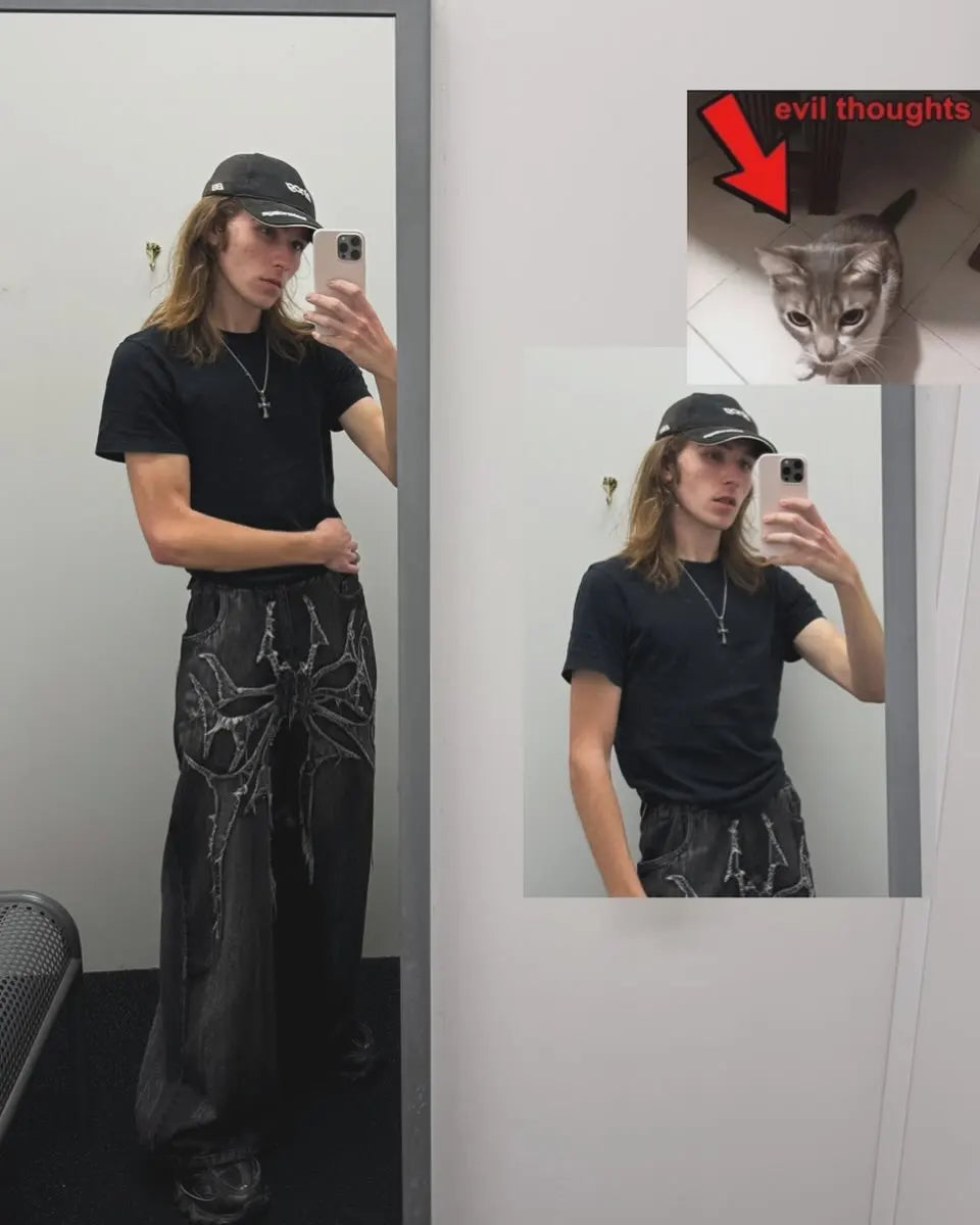 Y2K Phantom Spider Patch Baggy Jeans