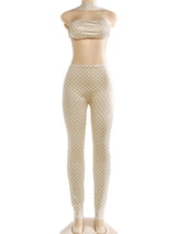 Weird Puss Hottie Polka Dot 2-Piece Set Women Halter Chest Wrapped Backless Top+Ruched Peach Hip Pants Stretch Skinny Clubwear