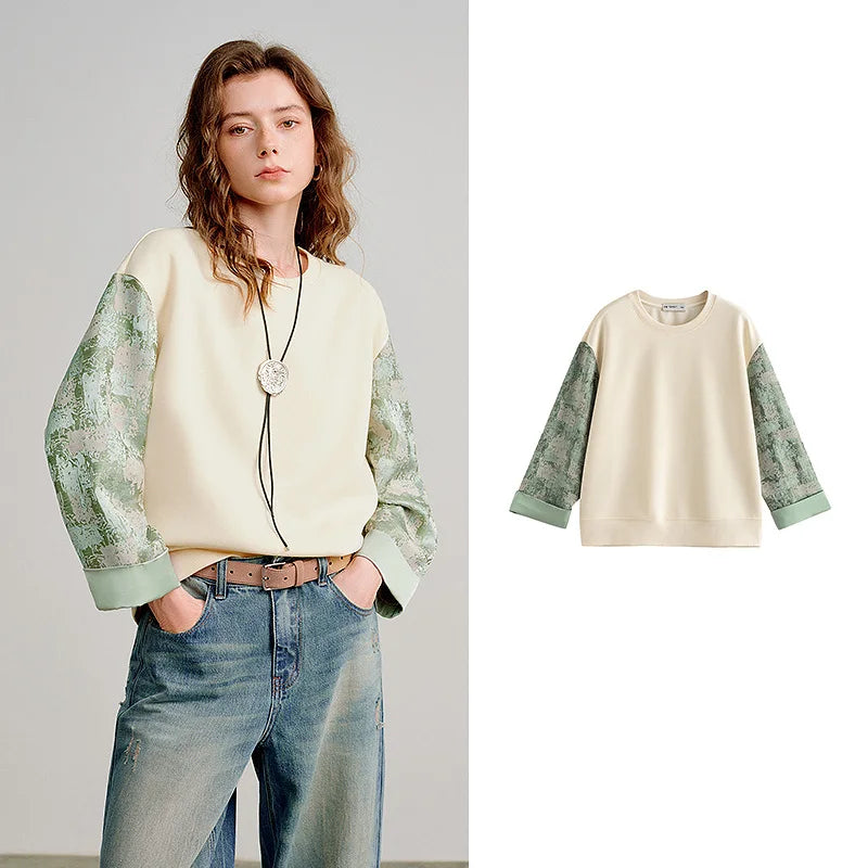 Women's Layered-Look Patchwork Sweatshirt