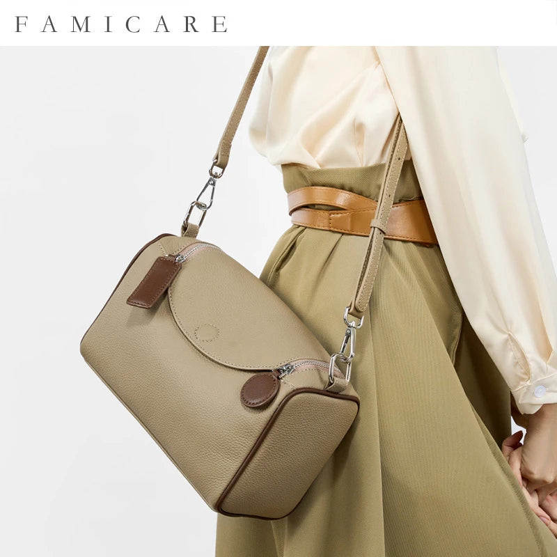 2025 New Women Bag Female Luxury Fashion Shoulder Bags Lady Soft 100% Cowhide Genuine Leather Niche Design Tote Bucket Handbag