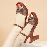 Women's Mesh Platform Sandals with Block Heel