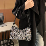 Daily Trendy V-neck Sequins Mini Underarm Bag Soft Lining, Simple Party Handbag for Women Street Matching Night Events