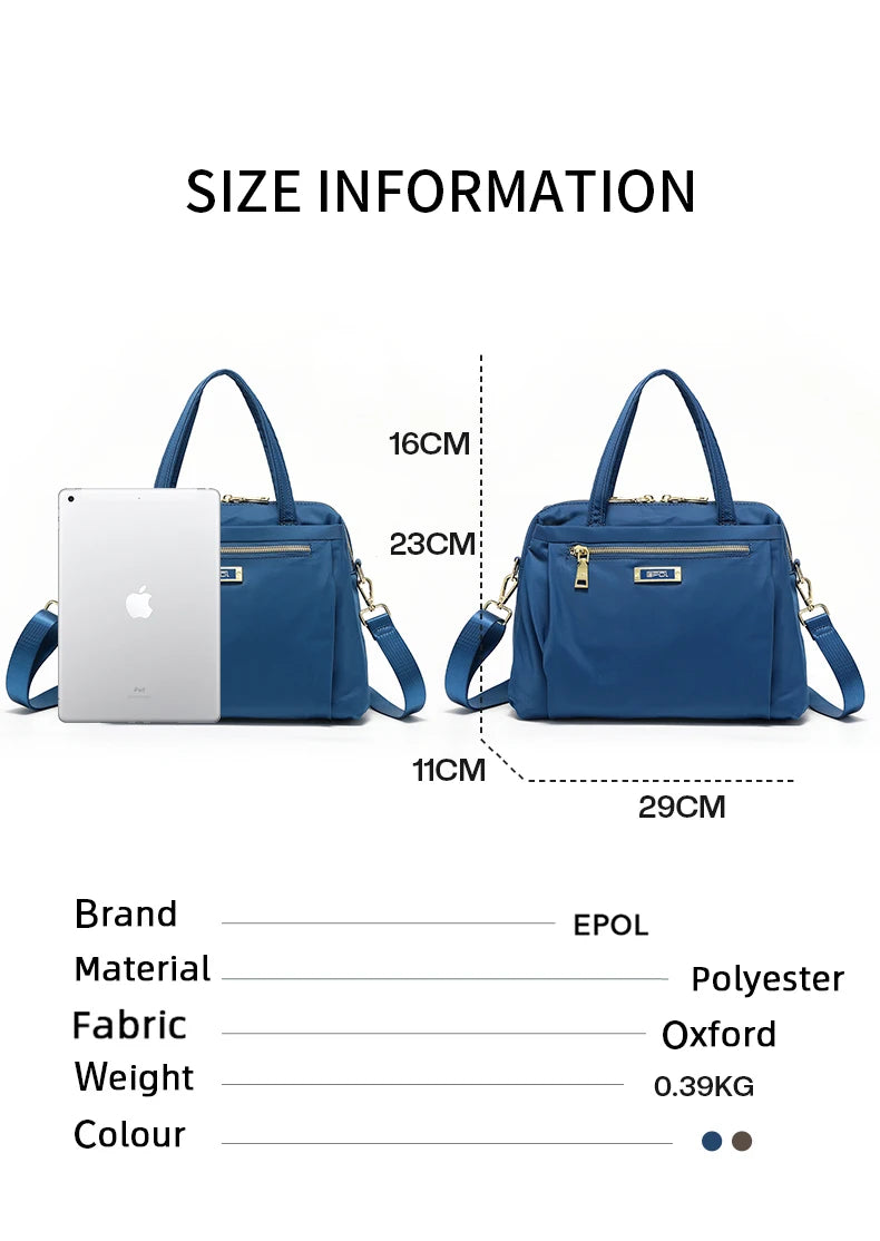 EPOL Large Capacity Women's Handbags Fabric High Quality Fashion Shoulder Bags Multiple Pockets Casual Waterproof Tote Bags 7253