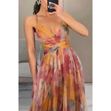 Off-Shoulder Lace Print Halter Maxi