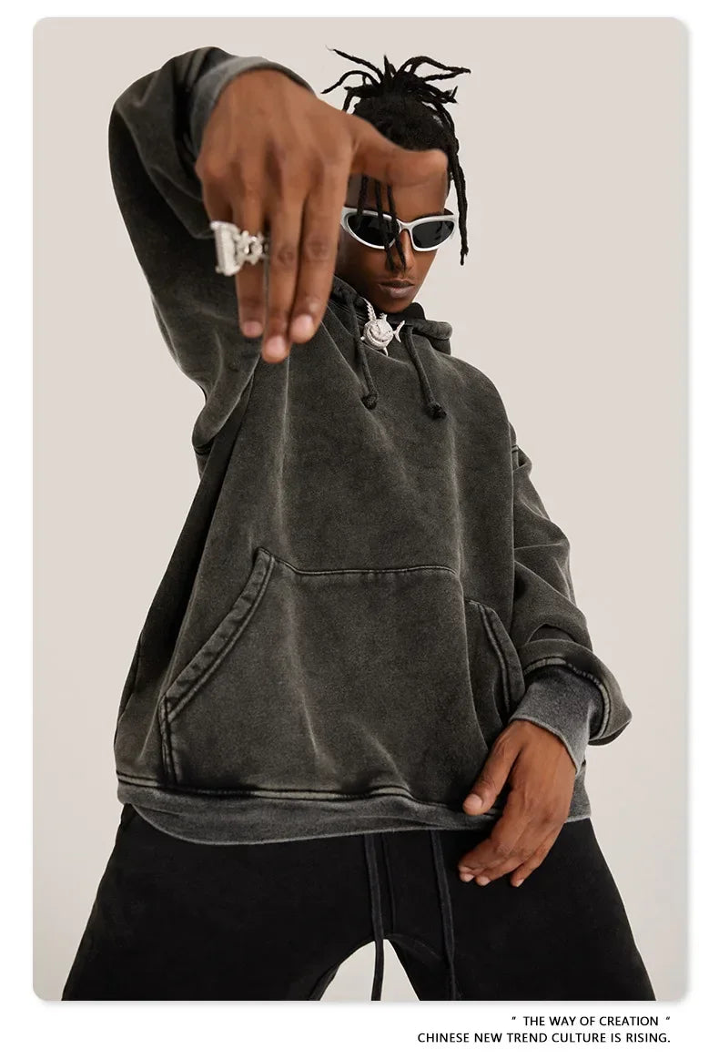 Vintage Wash Oversized Cotton Hoodie