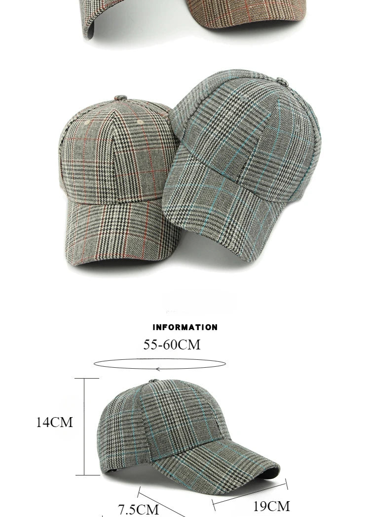 Unisex Checkered Baseball Cap with Adjustable Strap