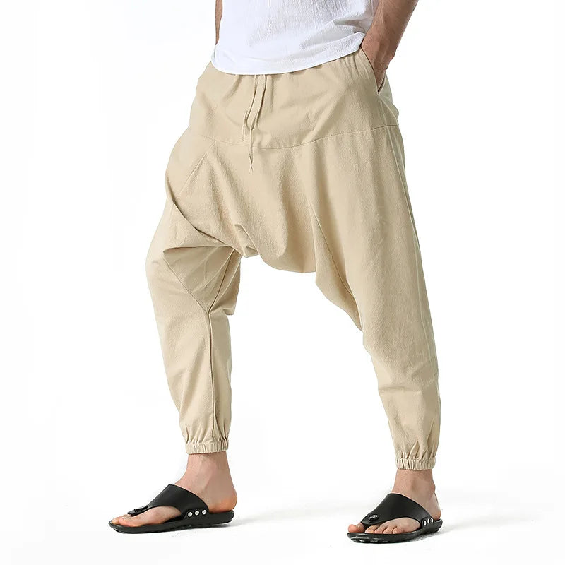Men's Cotton Linen Loose-Fit Harem Pants