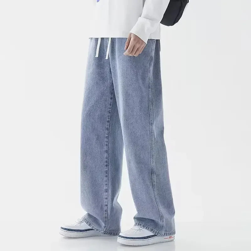 Men's Wide Leg Drawstring Jeans