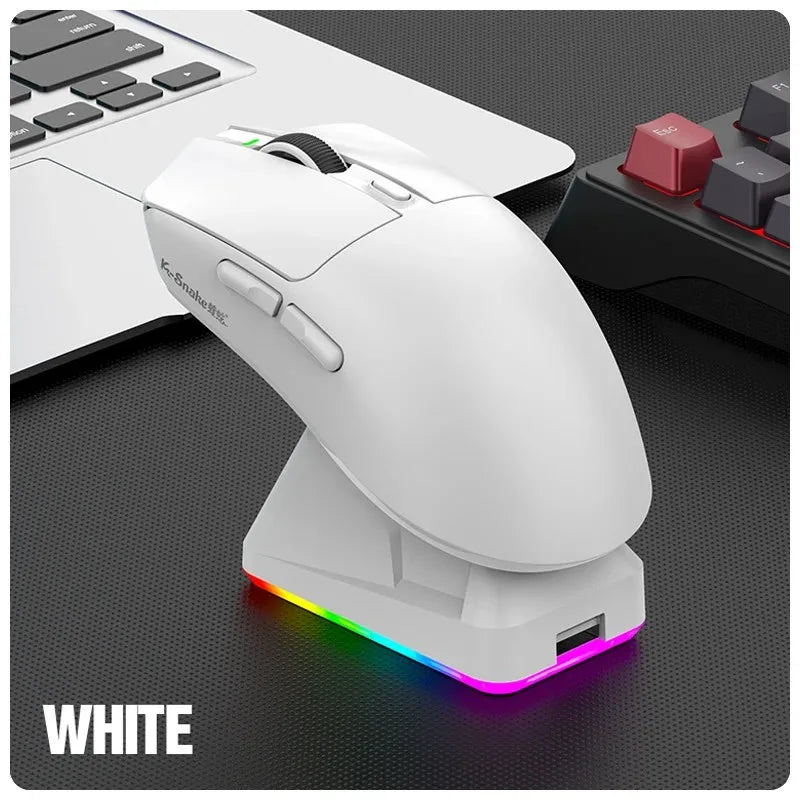 X11 Tri-Mode Wireless Gaming Mouse, 63g Lightweight, PAW3311 Sensor, 12000 DPI, Magnetic RGB Charging Dock