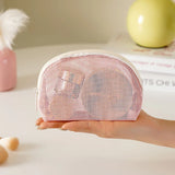 Large Mesh Makeup Bag for Women Portable Breathable Cosmetic Organizer Bag Travel Makeup Pouch with Simple Design