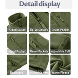 TACVASEN Men's Fleece Jacket Soft Warmth Windproof Full Zip Up Coat Multiple Zipper Pockets Hiking Working Outdoors Windbreaker