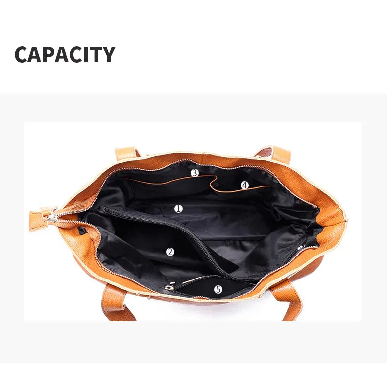 Women's Large Capacity Cowhide Handbag Female Retro Fashion Luxury Bags Ladies Real Natural Cow Leather Shoulder Bag for Lady
