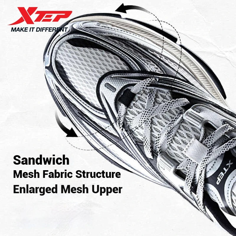 Xtep Basque 2 Casual Shoes for Men Height-increasing Mesh Cushioning Retro Millennium Daddy Female Shoes 875219320012