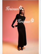 Elegant O-Neck Knit Maxi Dress