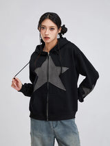 Women's Y2K Star Print Zip-Up Hoodie