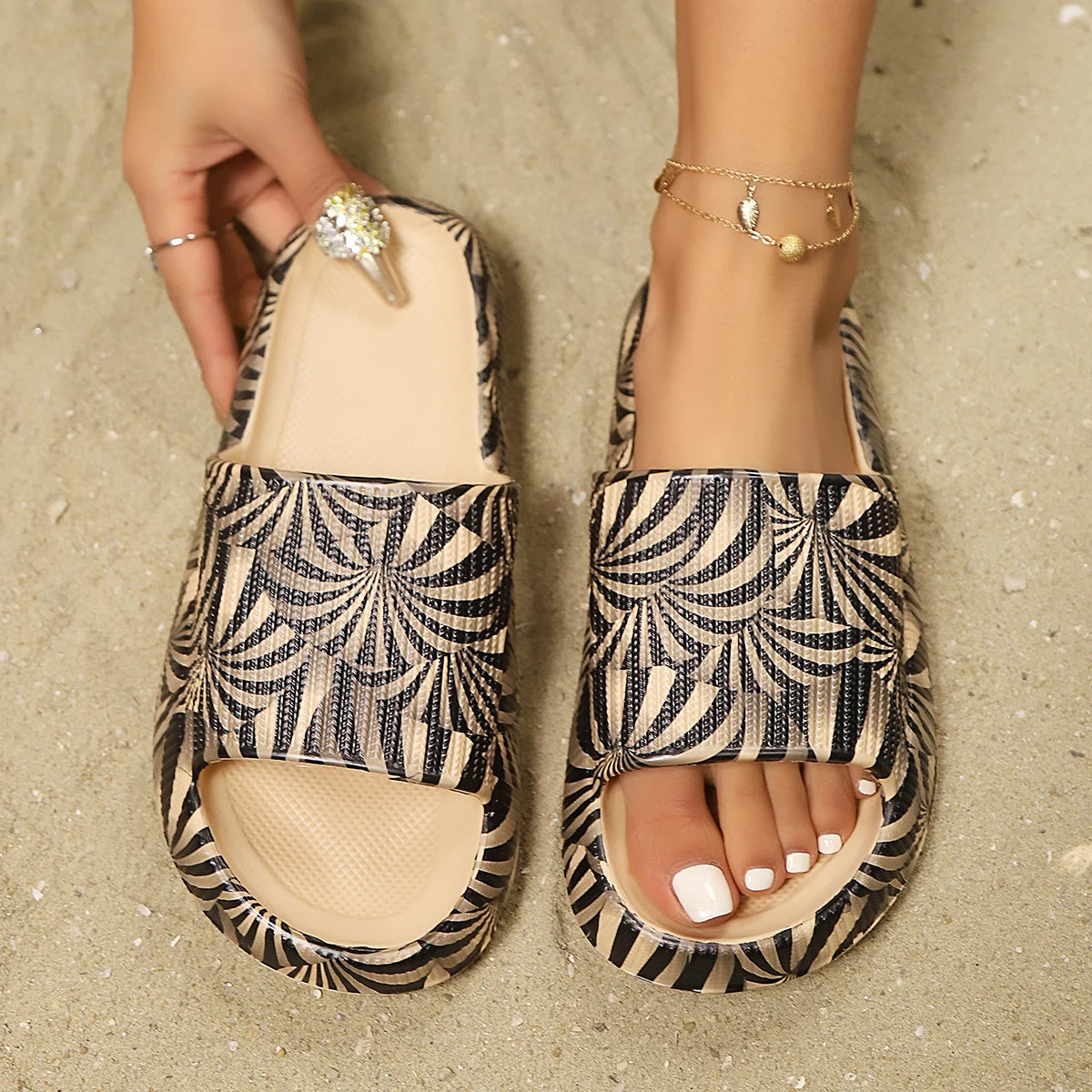 Leopard Print Cloud Slides – Soft Thick-Sole Summer Beach Sandals