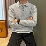 Men's Knit Polo Sweater – Long Sleeve Pullover
