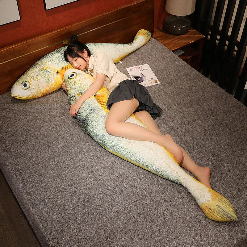 New Simulation Large Yellow Croaker Plush Toys Lifelike Fish Dolls Stuffed Soft Throw Pillow Sleeping Cushion Decor Gift