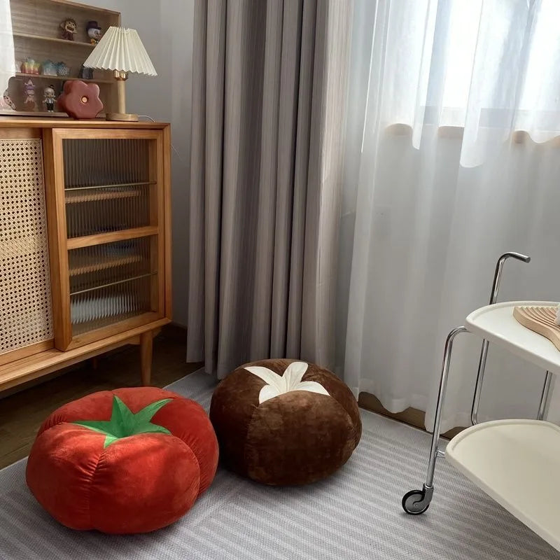 ins cute soft cute mushroom tomato futon cushion bed cushion doll throw pillow lazy living room sofa pillow
